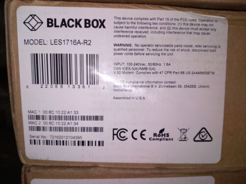 Black Box Genuine Les1716A-R2 Black Box Les1700 Series Console Server
