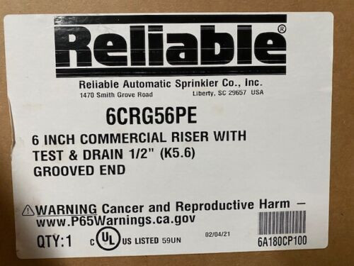 Reliable 6Crg56Pe 6"  Commercial Riser With Test & Drain - Grooved New