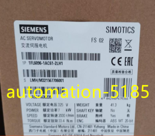 1Pcs Siemens V90 Motor 1Fl6096-1Ac61-2Lh1 New