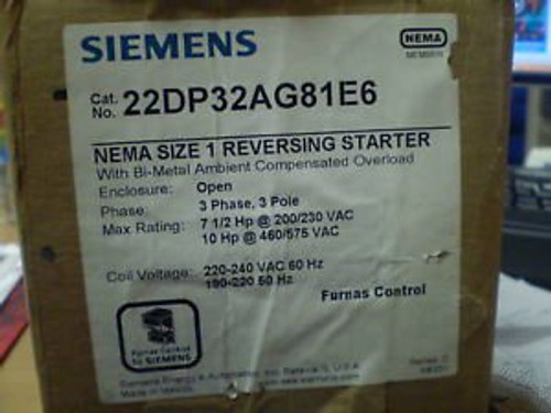 Siemens 25DP32AG81E6 Rev. Size 1 Starter
