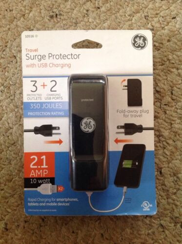 New Ge 10516 3 Outlet Travel Surge Protector 350 Joules With Usb Ports