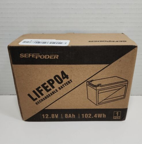 Sefepoder Lifep04 Rechargeable Battery 12.8V / 8Ah / 102Whz - New In Box