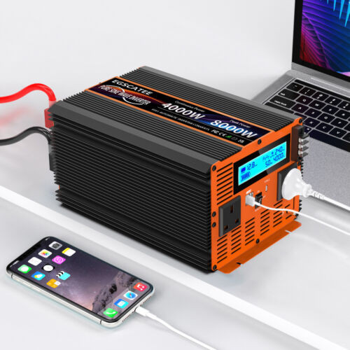 Car Pure Sine Wave Inverter Dc 12V To 240V 4000W 8000W Remote Controller Lcd Uk