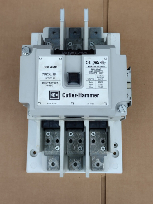Cutler Hammer C825LN6 Contactor 360 Amp 3 Pole 110/120 Volt Coil 600V Series A2