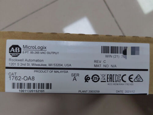 Ab New Factory Sealed 1762-Oa8/A Micrologix 8 Point Relay Output Module 1762Oa8