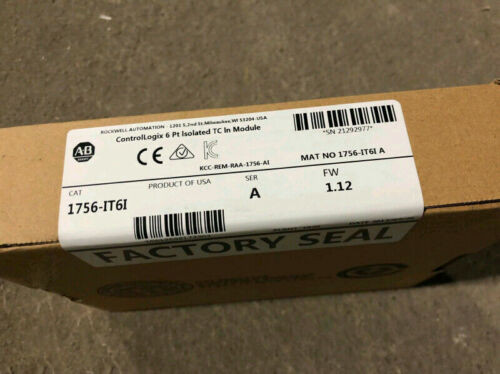 New Factory Sealed Ab 1756-It6I Controllogix Thermocouple Input Module 1756-It6I