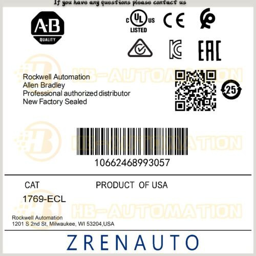 1769-Ecl Allen Bradley Compactlogix Left End Cap #Zypl