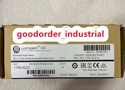 New Factory Sealed Ab 1769-Iq32 / A Compactlogix 32 Pt 24Vdc Input Module