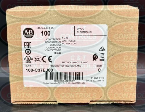 Allen Bradley 100-C37Ej00 3P 37A 24V Dc Coil Contactor New  Usa Stock