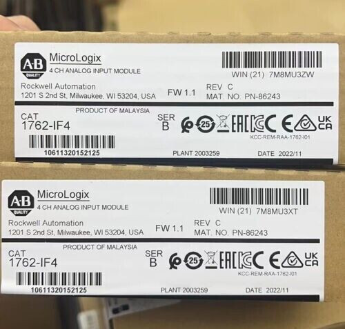 Ab 1762-If4 Micrologix 4 Ch Analog Input Module New Factory Sealed