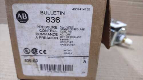 Allen Bradley 836-A3 Servo Una Presión Interruptor De Control 836A3 Adj Gama