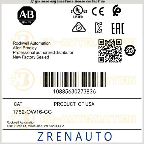1762-Ow16-Cc Allen Bradley Conformal Coated 1762-Ow16 #Zypl