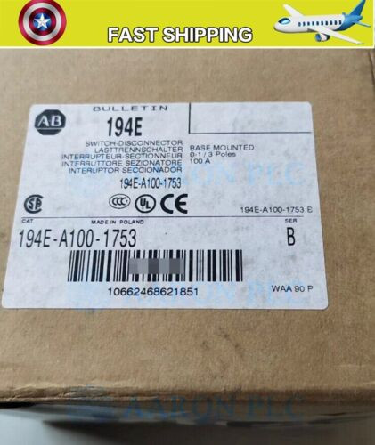 1Pcs New Allen Bradley 194E-A100-1753 Disconnect Switch, 100A