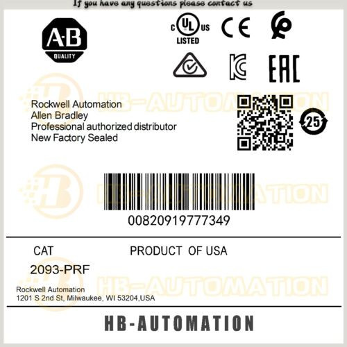 2093-Prf Allen Bradley Kinetix 2000 Power Rail Filler #Zypl