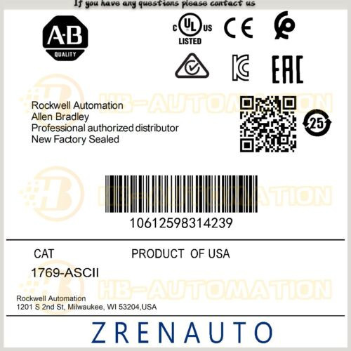 1769-Ascii Allen Bradley Compactlogix Ascii Interface Module #Zypl