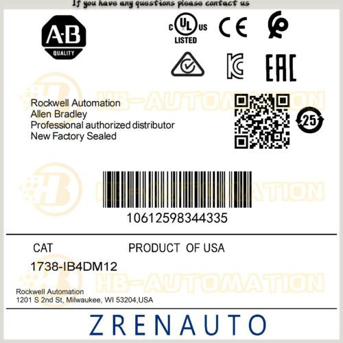 1738-Ib4Dm12 Allen Bradley Armorpoint 4 Point Input Module #Zypl