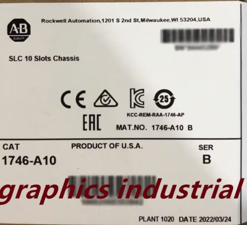 New Sealed Ab 1746-A10/B Slc 500 Chassis 1746A10 1746-A1O Ups Expedited Shipping