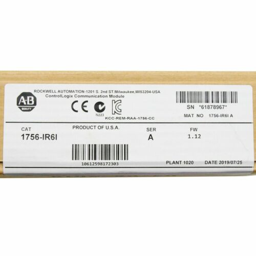 New  Allen-Bradley 1756-Ir6I Controllogix 6 Pt Isolated Rtd In Module