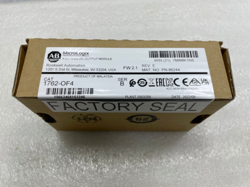 New Factory Sealed Ab 1762-Of4 Micrologix Analog Output Module 1762Of4