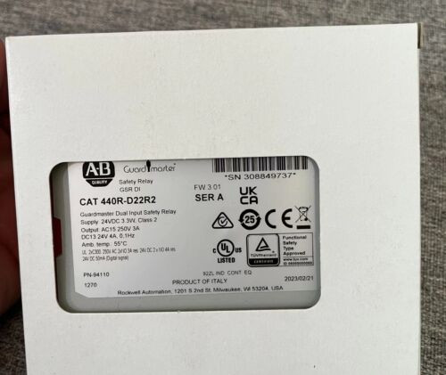 New Allen Bradley 440R-D22R2 Guardmaster Dual Input Safety Relay 440Rd22R2