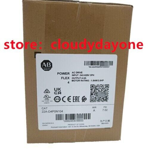 New Sealed Allen Bradley 22A-D4P0N104 / A Powerflex 4 1.5 Kw 2 Hp Ac Drive