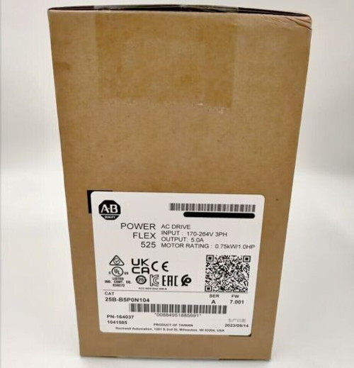 New Sealed Allen-Bradley 25B-B5P0N104 Ser A Powerflex 525 Ac Drive 0.75Kw 1.0Hp