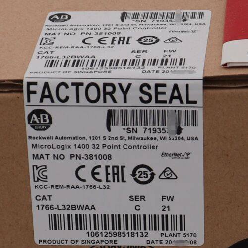 New Factory Sealed 1766-L32Bwaa Ser C Micrologix 1400 32 Point Controller