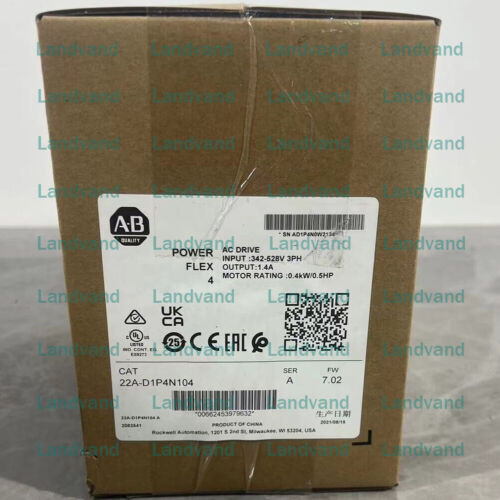 New Allen-Bradley 22A-D1P4N104 4 Drive 480V 0.5Hp In Stock