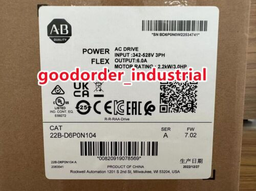 New Factory Sealed Ab 22B-D6P0N104 / A Powerflex 40 2.2Kw 3.0Hp Ac Drive
