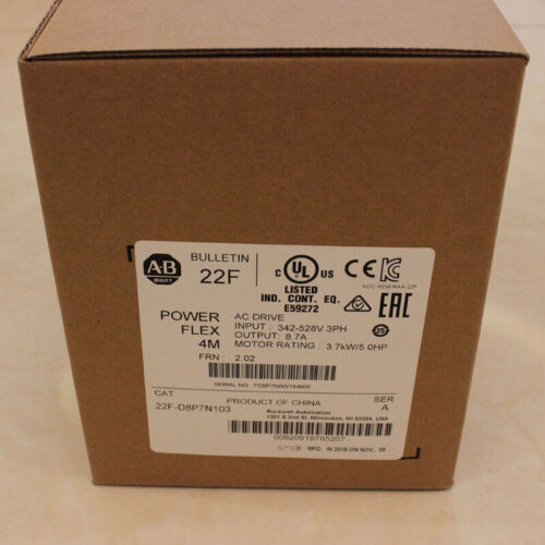 1Pc Brand New Allen-Bradley Ab 22F-D8P7N103 Powerflex 4M 3.7 Kw 5 Hp Ac Drive