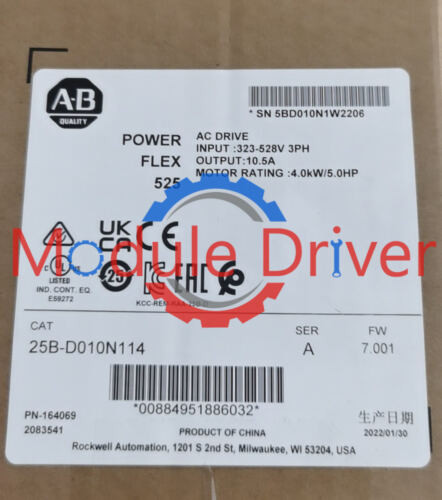 New Allen-Bradley 25B-D010N114 Powerflex 525 Ac Drive Ab 25B D010N114 Sealed