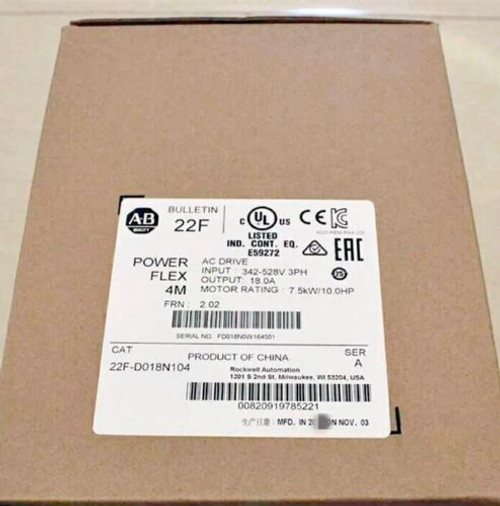 New Allen-Bradley 22F-D018N104 Powerflex 4M 7.5 Kw 10 Hp Ac Drive New Allen-Bradley 22F-D018N104 Powerflex 4M 7.5 Kw 10 Hp Ac Drive