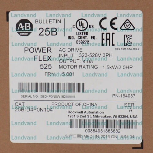 New Sealed Allen Bradley 25B-D4P0N104 525 Ac Drive 1.5Kw 2Hp
