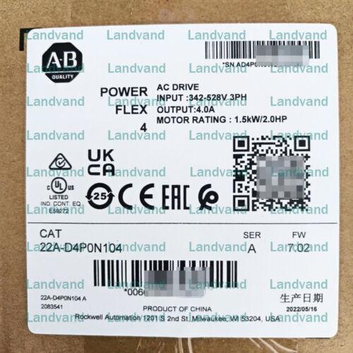 New Sealed Allen-Bradley 22A-D4P0N104 Ser A 4 Catalog Ac Drive