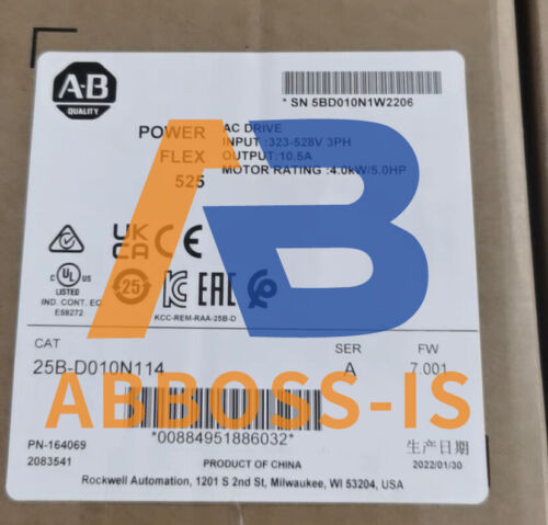 New Allen-Bradley 25B-D010N114 Powerflex 525 Ac Drive Ab 25B-D010N114