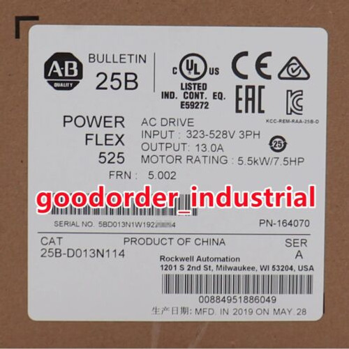 New Factory Sealed Ab 25B-D013N114 / A Powerflex 525 5.5Kw 7.5Hp Ac Drive