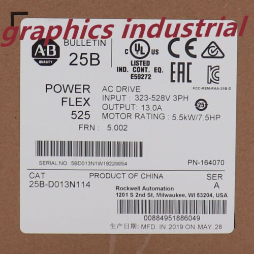 New Factory Sealed Ab 25B-D013N114 Powerflex 525 5.5Kw/7.5Hp Ac Drive