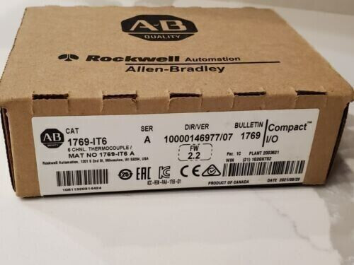 New Factory Sealed Ab 1769-It6 Ser A Compactlogix Thermocouple/Mv Input Module/