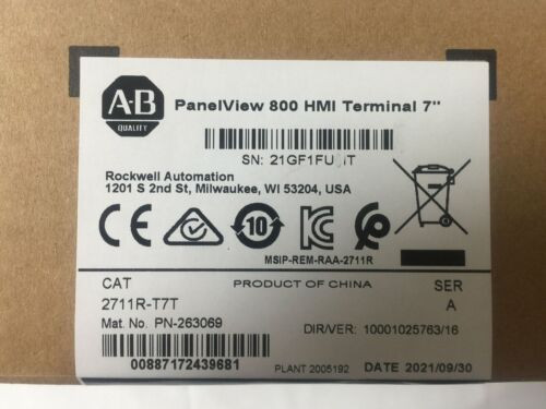 Original Allen-Bradley 2711R-T7T Panelview 800 7-Inch Hmi Terminal Ab 2711Rt7T