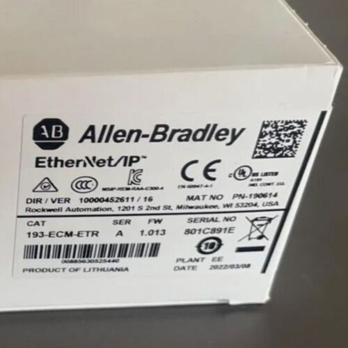 Factory Sealed Allen-Bradley 193-Ecm-Etr Ethernet / Ip Comm Module 193Ecmetr