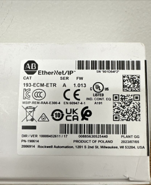 Allen-Bradley 193-Ecm-Etr Ethernet / Ip Comm Module 193Ecmetr New Sealed