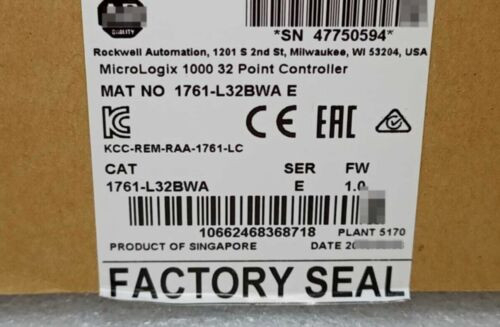 Brand New Ab Allen Bradley 1761-L32Bwa Micrologix1000 32 Point Controller