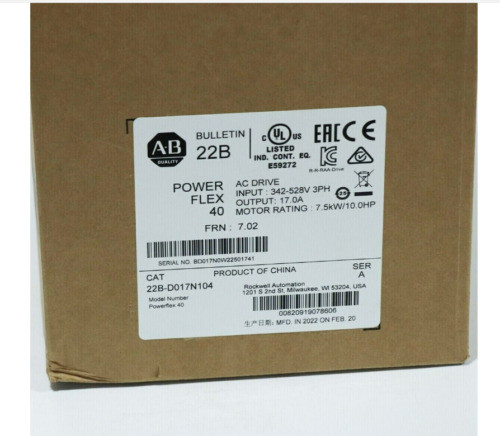 New Factory Sealed Ab 22B-D017N104 /A Powerflex 40 7.5Kw 10Hp Ac Drive