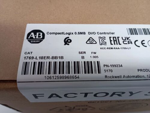 1Pc New Allen Bradley 1769-L18Er-Bb1B Compactlogix 0.5Mb Di/O Controller