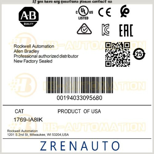 1769-Ia8Ik Allen Bradley Compactlogix 8 Pt 120Vac D/I Iso Module #Zypl
