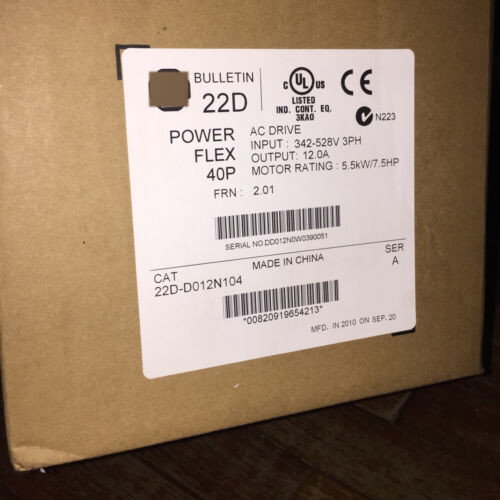 New Allen Bradley Ab 22D D012N104 Ac Drive 7.5Hp 5.5Kw 22D-D012N104