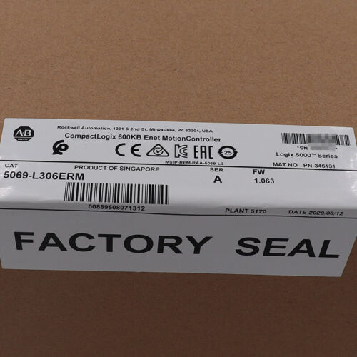 2022-2023 Allen-Bradley Compactlogix 600Kb Enet Motion Controller 5069-L306Erm