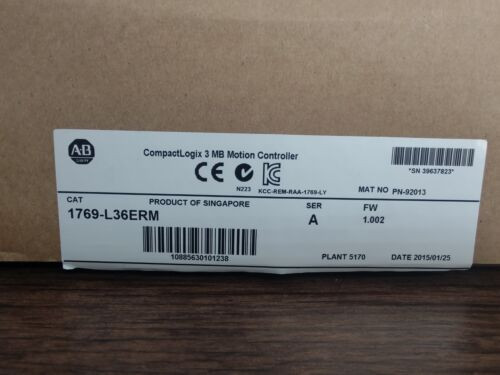 Allen Bradley 1769-L36Erm, Ser A, Compactlogix 3Mb Motion Controller