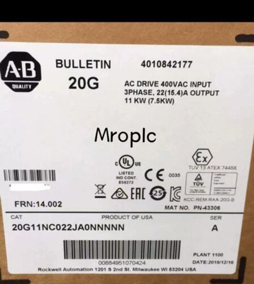 Allen-Bradley 20G11Nc022Ja0Nnnnn Ac Drive 400Vac Input New Ab 20G11Nc022Ja0Nnnnn