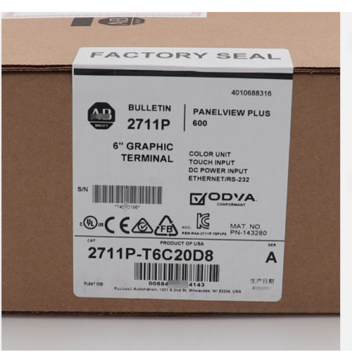 New Sealed Allen-Bradley 2711P-T6C20D8 /A  Panelview Plus 6 Graphic Terminal